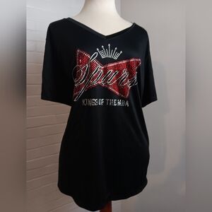 Black and Red Women's Sport Tek Tee Bling Spurs